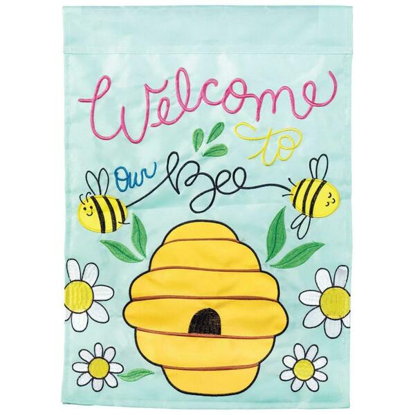 Recinto 13 x 18 in. Welcome to Our Bee Hive Polyester Double Applique Garden Flag RE3468735